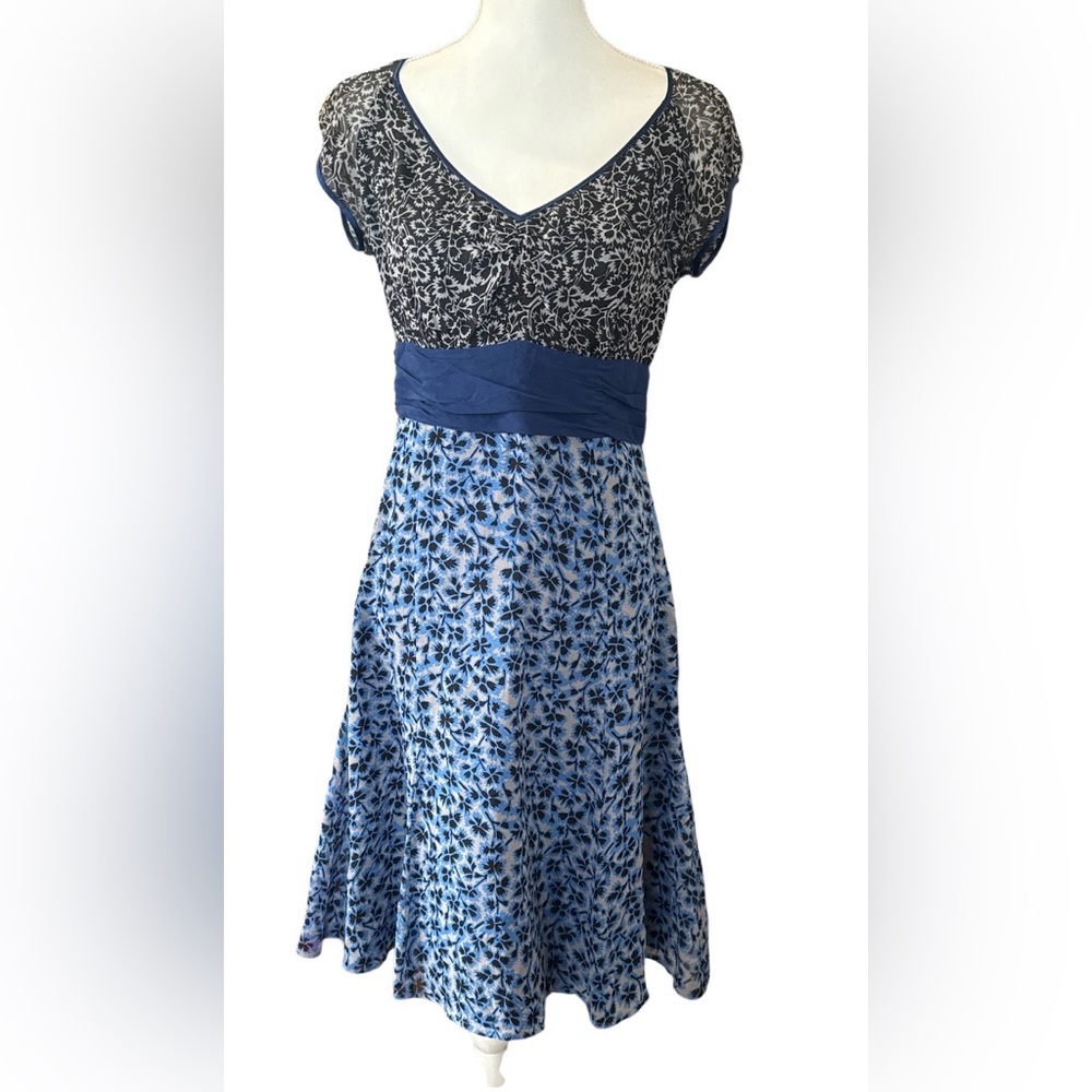 Viola 100%silk blue midi Dress
